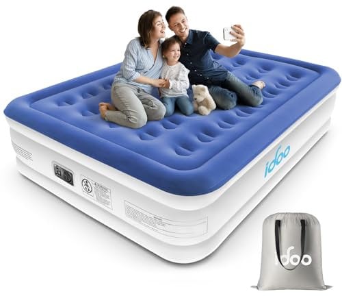 iDOO Luftbett 2 Personen, Luftmatratze Selbstaufblase Premium Gästebett Aufblasbar, Aufblasbare Matratze für Camping oder Heimgebrauch - 152 x 203 x 46cm