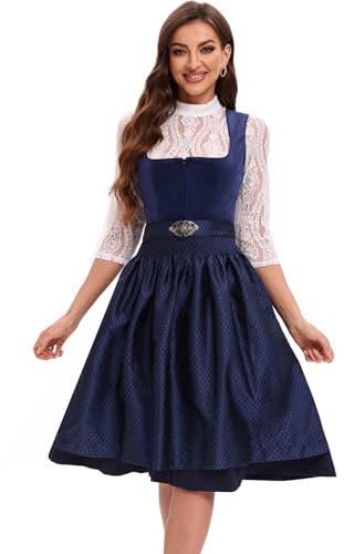 Goxozzy Dirndl Damen, Dirndl Für Damen, Oktoberfest-Tracht, Vintage-Eleganz (DE/NL/SE/PL, Numerisch, 38, Regular, Regular, Blau)