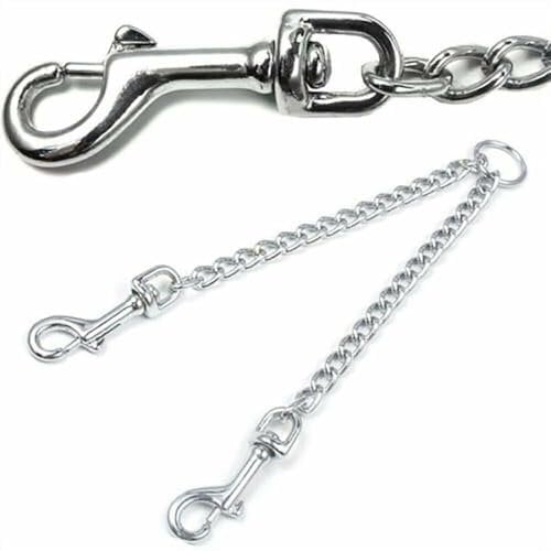 Double Leash Dog Rope, Double Dogs Lead Durable Chain Coupler Twin Pet Trainer Safety Rope Splitter Leash for 2 Dogs for Walking Training