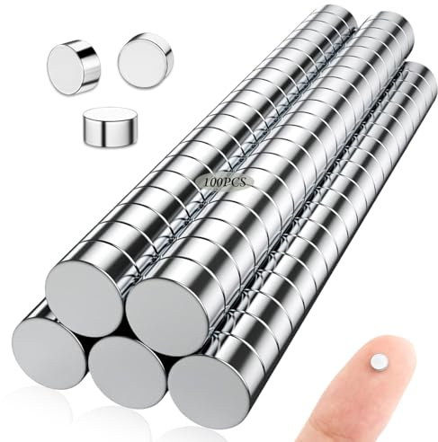 100 PCS Mini Neodymium Magnets, 4x2mm Rare Earth Tiny Strong Round Magnets for Fridge Whiteboard Magnetic Board Noticeboard Office Crafts