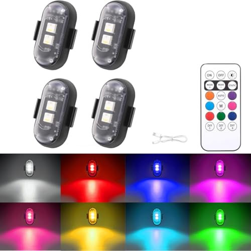 LED Strobe Drone Light,LED Strobe Lights,8 Colors USB Anti Collision Light,Rechargable Led Flash,for Drone Night Flying,Fits for DJI Mini 4 Pro,Avata 2,Mini 4k and All RC Drones Accessory.(4PCS)