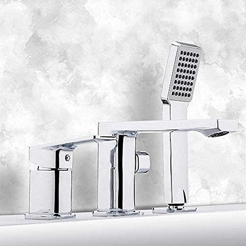 ROMOER Wasserhahn Badewannenarmatur 3-teiliger Geteilter Badewannen-Warm- Und Kaltwassermischer Einhand-Handwannenmischbatterien Chrom-Waschtischarmatur