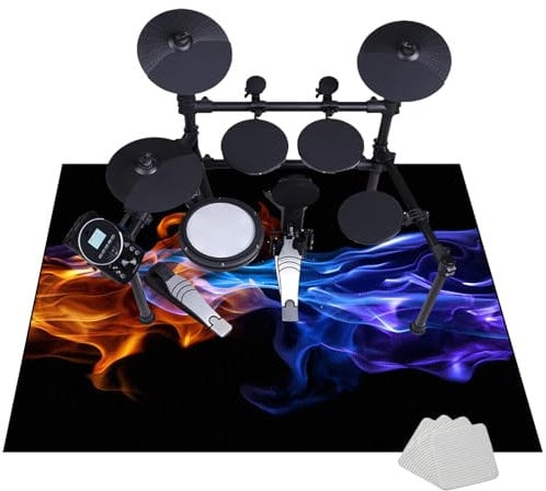 Schlagzeugteppich Elektrisches Schlagzeug Teppich Drum Teppich Professionelles rechteckiges Schallschutz Trommelmatte Music Carpet Innen und Außen Trommelteppich für Studio Wohnung 200 x 180 cm