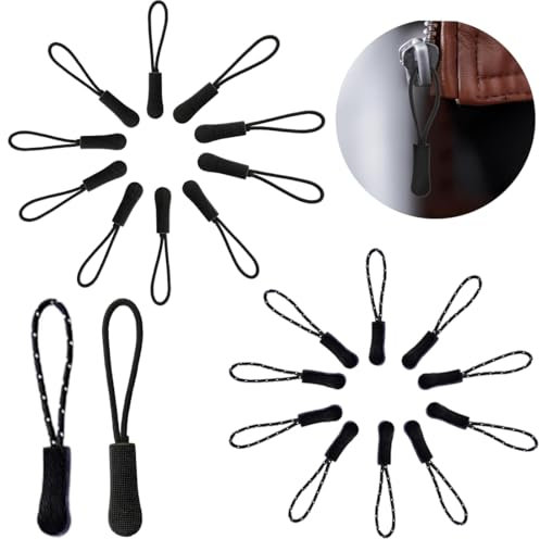 NJCXOLA Reißverschluss Anhänger, 20 Stück Rutschfest Zipper Tag, Reißverschluss Anhänger zum Einfädeln, ReißVerschlussverläNgerung, Reissverschlussgriff, für Rucksack, Sportbekleidung