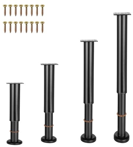 NCRGB 4 Stück Möbelfüße Metall,Verstellbare Möbelfüsse Schwarz 40-70 cm,Einstellbare Höhe,Belastbar bis 800 KG,Möbelbeine für Fernsehschrank Sofa Lehrstuhl Badezimmerschrank mit Schraubendreher