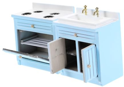 OATIPHO 1ensemble Miniature Dollhouse Kitchen Set avec Évier Et Cuisinière Accessoires De Cuisine Modèle pour Maison De Poupée Décoration Chic Et Fonctionnelle