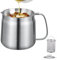 MIFXIN 304 Stainless Steel Oil Filter Pot with Filter Basket and Mesh - Multi-Functional Grease Container for Storing, Frying, and Filtering Cooking Oil, Dust-Proof Lid, Non-Slip Tray & Handle (1.5L)