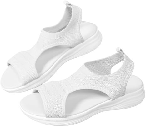DFSDJEUW basket femme pied large et sensible Sandales Mode Femme Orthopédiques Pour Chaussures Été Bout Ouvert Pantoufles de Plage Leger Confortable Antidérapantes Orthopédiques Sandals White 39
