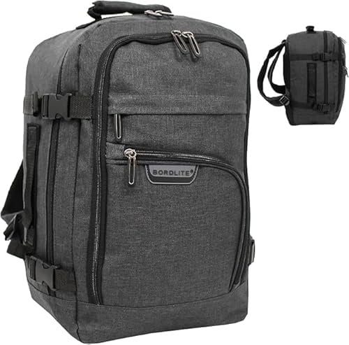 Bordlite Ryanair 40x20x25cm Underseat Cabin Backpack – Airline Approved Carry On Bag for Ryanair, EasyJet, Jet2 & More – Lightweight Travel Rucksack Fits Free Under Seat - Black