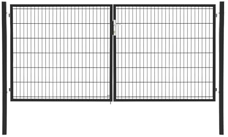 Doppelflügeltor Flügeltor Einfahrtstor Gartentpforte Doppeltor Hoftor Gartentor, Farbe:Anthrazit, Gartenpforte Breite:3x1.4m