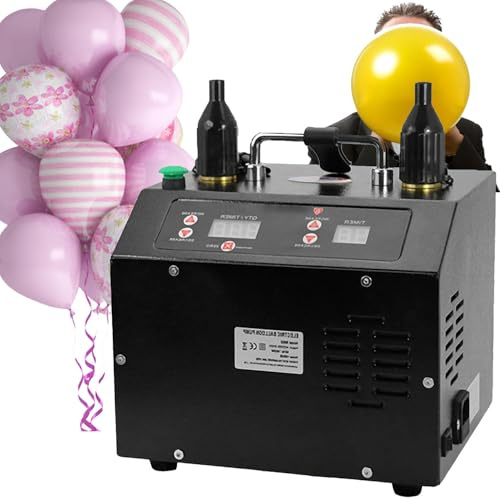 YANGYMM Portable Balloon Inflator Machine, Electric Air Balloon Pump, with Timer and Counter, Dual Nozzle Digital Air Balloon, with Inflator Foot Pedal Control, for Party Events Decoration