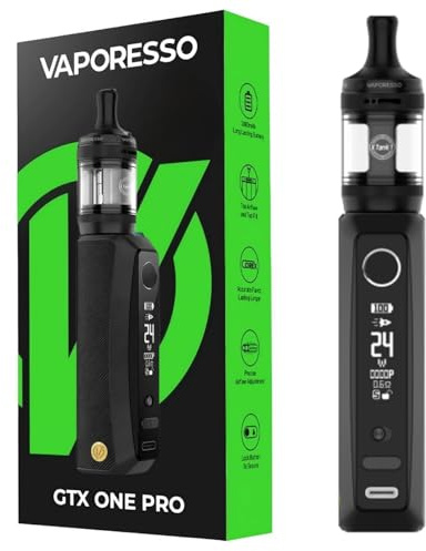 For Vaporesso Kit GTX ONE Pro Mod Batería 3000mAh 40 W (Negro) 3 ML Atomizador XTank T Tanque Resistencia GTX Mesh Coil 0,6Ω/1,2Ω Llenado superior/Flujo de aire MTL/RDL Vape Original - No Nicotine