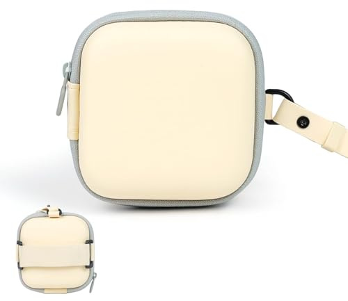 MOLOVA Earbud Case & Headphone Storage - Cable Organizer Bag for AirPods, Headphones, Charger, Cable, USB, Memory Card, Key, Lipstick. Waterproof Travel Case(Off-White, Square)