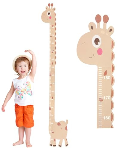 Messlatte Kinder Holz mit Tiermotiv, 50-180 cm Messlatten Wanddekoration für Baby- & Kleinkinderzimmer, Messleiste als Puzzle (Holzfarbe)