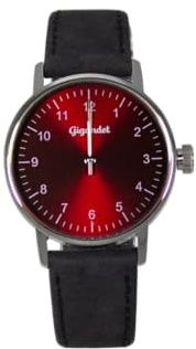 Gigandet Armbanduhr Quarz Damen Edelstahl Lederband Silber Rot G27-011