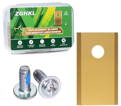 ZGHKL Replacement Robot Lawnmower Blades Titanium Replace Blade for WORX LandXcape Zoef Robotic Einhell Lawn Mower Knife Set with Screws 12PCS