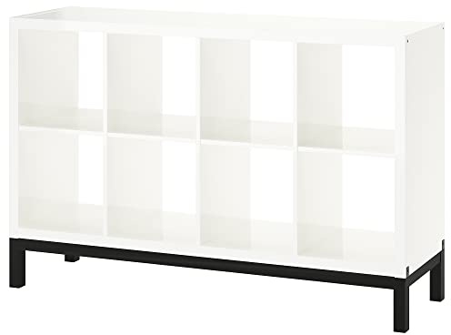 KALLAX Regal mit Untergestell, hochglänzend/weiß/schwarz, 147x94 cm