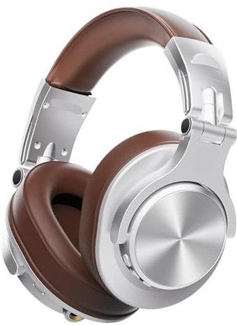 Generisch A70 Fusion Wired + Wireless Bluetooth 5.2 Kopfhörer, for Telefon mit Mikrofon Over Ear Studio DJ Kopfhörer Aufnahme Headset(Silver)