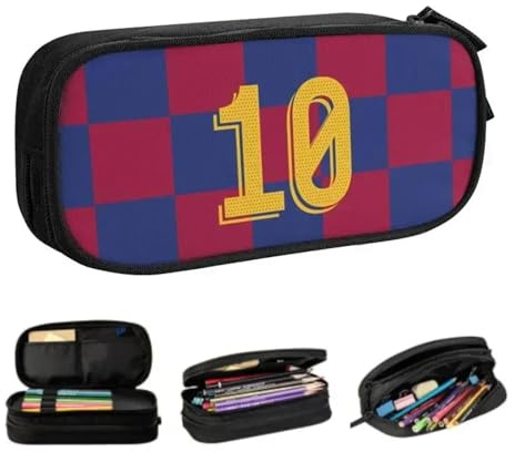 HFDGFJKKL Rucksack Kawaii Messi 10 Fußball-Federmäppchen für Jungen-Mädchen Großes Stauraum Football-Bleistift-Schulzubehör Festival-Geschenk