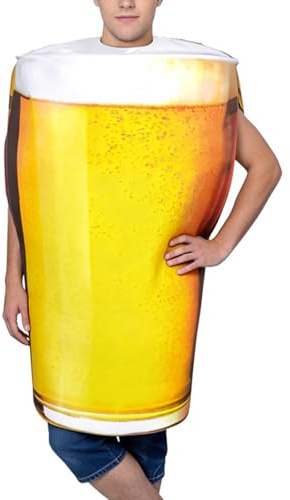Bierkostüm Erwachsene Lustig, Bierglas & Bierkrug Kostüm aus Schaumstoff für Herren Damen, Unisex Einteiler Outfit für Karneval Fasching Junggesellenabschied JGA Party, OktoberfestVerkleidung