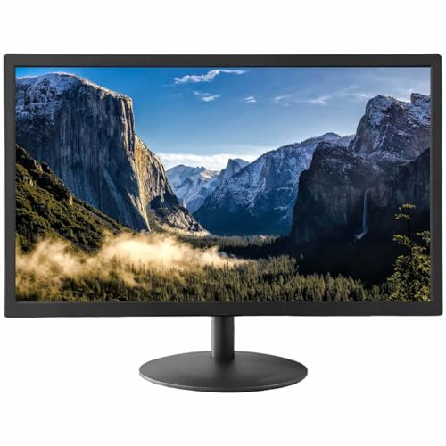 JUSTOP 22 Inch LCD Monitor, Full HD 1920x1080 Display, HDMI and DP Inputs, Black