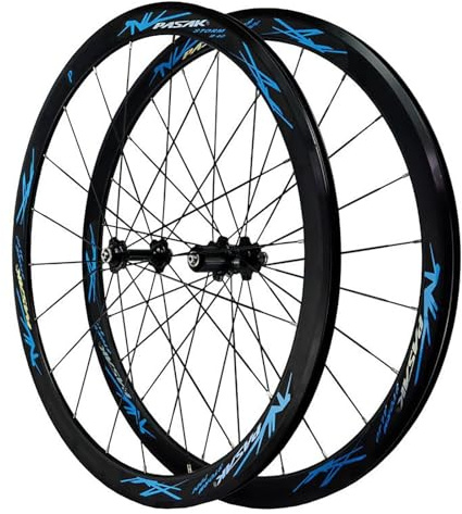 700C Road Bike Wheelset, Double Aluminum Alloy Rim Height 40Mm C/V Brake Quick Release Front 20H Rear 24H Wheels For 7-12 Speed Freewheel(C)