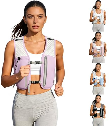 Gilet de course pour femmes et hommes – avec bouteille de boisson, gilet de training réfléchissant, équipement de plein air respirant, cyclisme, randonnée, accessoires de fitness | Approvisionnement