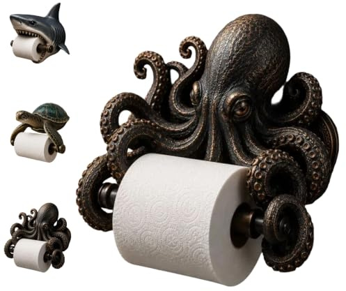 Toilettenpapierhalter-Serie,Ocean Guardians WC-Rollenhalter Meeres (C) | WC-Rollenhalter Tiermotiven (Meeresschildkröte, Krake, Hai) – 3D-Design aus Kunstharz Zuhause, Büro als Badezimmer-Deko