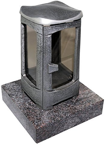 Grablaterne 607 aus Aluminium montiert auf einem Granitsockel (Paradiso)