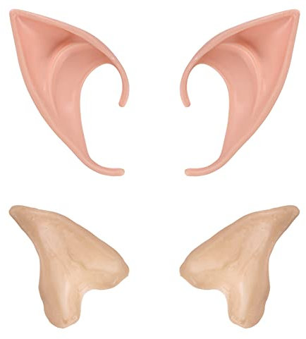 SUNRIZ Elfenohren Set, 2 Paar Latex Spitzohren Ohren Fantasy Elf Ohren für Halloween Cosplay Karneval Party Fasching Kostüm, 1 Paar Half Elf Ohr+1 Paar Volles Elf Ohr