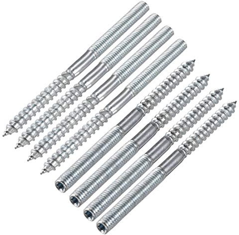 sourcing map 8 Stück M6 Aufhänger Schrauben Länge 3-5/8(91mm) Doppelkopfschrauben Selbstschneidende Ersatz 6mm Holzverbindung Möbelbeine