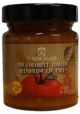 To Filema Tis Lelas Handmade Tomato Chutney, The Colourful Tomato, 2x225g | Greek Artisan Fruit & Vegetable Chutney | Vegan, Gluten Free, No Preservatives | Gourmet Condiment