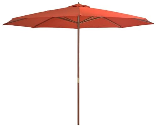 vidaXL Sombrilla Jardín Palo de Madera 350 cm Terracota Toldo Parasol Terraza