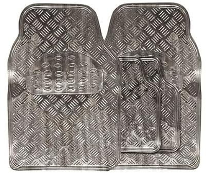 Streetwize - Checker Plate Car Mat Set Carbon for Interior Floor Protection