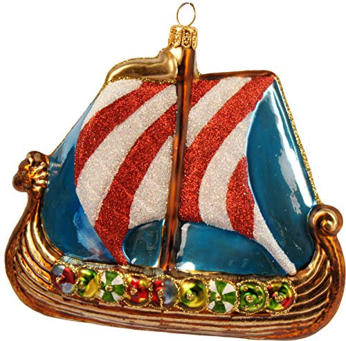 Gartenschätze Christbaumschmuck,Weihnachtskugel,Wikingerboot, 12,5 cm, 2655