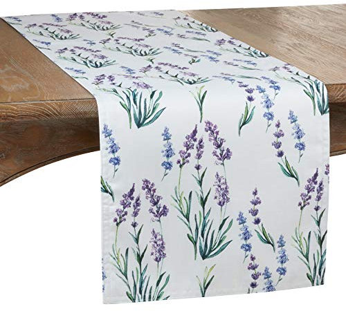 SARO LIFESTYLE Tischläufer mit Lavendelmuster, 40,6 x 182,9 cm, Lavendel