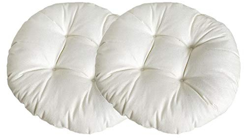 FANSU Stuhlkissen Set 2er, Einfarbig Runden Tatami Sitzkissen Leinen Weiches Stuhl Auflage Atmungsaktiv Komfortable Sitzpolster für Indoor Zuhause Stuhl Outdoor Garten (Cremeweiß,40x40x9cm)