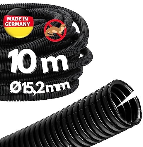 10 Meter Kalitec Wellrohr geschlitzt NW 16 I Wellschlauch offen I Marderschutzrohr I Leerrohr I Kabelschutz AD 18,8 mm ID 15,2 mm