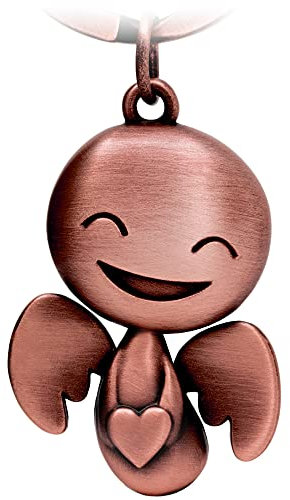 FABACH Schutzengel Schlüsselanhänger Happy mit Herz - Niedlicher Engel Anhänger aus Metall - Geschenk Glücksbringer Auto Partner - Fahr vorsichtig
