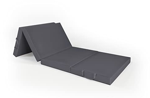 Rollmayer Gästematratze Kollektion Vivid (Grafit 33, 70x195x8cm), 4-teilige Klappmatratze Reisebett Schaumstoff Matratze zusammenklappbar, faltbar inkl. Graphit Transporttasche Kollektion Oxford