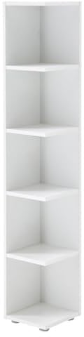 CORNER Light Eckregal in Weiß - Platzsparendes Standregal mit 5 offenen Fächern für Wohnzimmer, Jugendzimmer oder Flur - 24 x 142 x 26 cm (B/H/T)