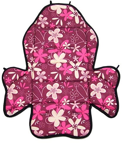 Ersatzbezug Sitzkissen Bezug [Auflage für Kinder Fahrradsitz] kompatibel mit Römer Jockey MOD 2 (bordeaux rosa Blumen)