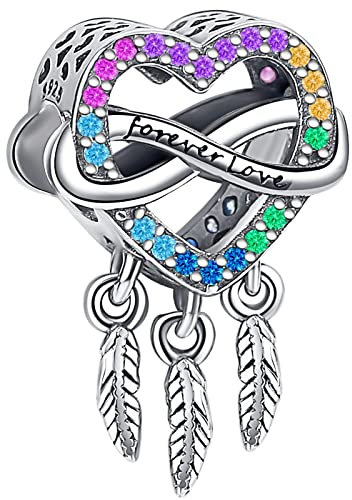 BIZK Damen Bunter Traumfänger Charm Anhänger für Armband 925 Sterling Silber Charm Bead Pendant für Europäische Armbänder und Halsketten (Bunter Traumfänger)