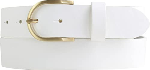 BELTINGER Damen-Gürtel Aus Vollrindleder 3,5 cm | Jeans- Und Chino-Gürtel Mit Runder, Goldener Schließe | Weiß 120cm