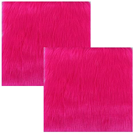 YYCRAFT Luxuriöser dicker schwerer Kunstfell-Stoff, quadratisch, Schnitte, Kostüm, Kamera, Boden und Dekoration, 2 Stück, Hot Pink