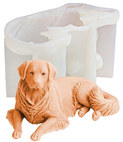 dekorative Silikonformen - Golden Retriever Hund Form Kerze Machen Formen | Liegende Hund Seife Formen Für Kuchen Dekorieren Kerze Machen Harz Epoxy Gießen Gips Ton Form Delr