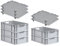 PROREGAL SuperSparSet 5x Eurobox NextGen Grip mit Auflagedeckel & 4 schwarzen Schiebeschnappverschlüssen, HxBxT 17x40x60cm, 34 L, Grau, Griffe offen, Eurobehälter, Transportbox