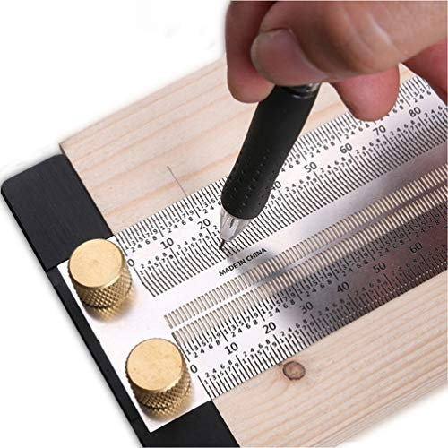 Ultra präzise Markierung T-Regel Edelstahl Markierung Lineal, T Quadrat High Precision Holzbearbeitungswerkzeuge Kompatible mechanische Bleistift, Positionierung Scribbling Gauge (120mm)