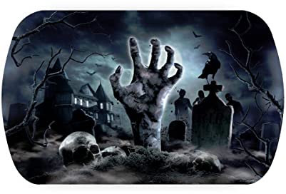 horror-shop Zombie Friedhof Tablett als Halloween Tischdeko