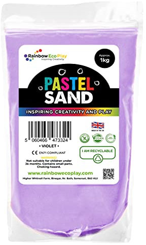 Rainbow Eco Play – Coloured Decorative Craft Sand - Pastel - Natural Play Sand - Sand Art Kits for Kids - Children Play Sand – Violet - 1kg